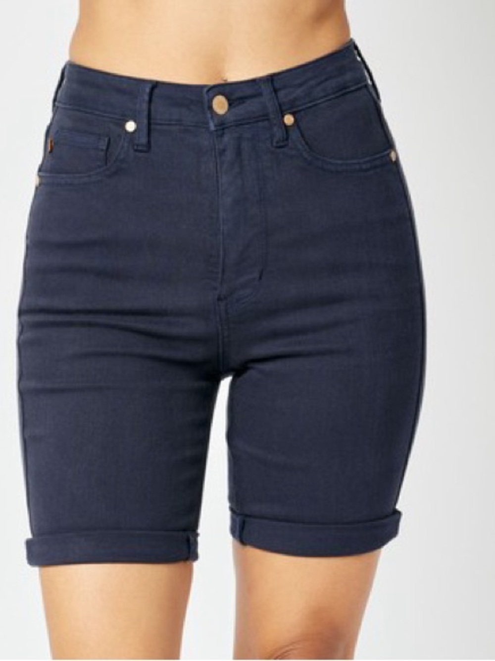 🩵Hello Gorgeous! Judy Blue High Waist Tummy Control Bermuda Shorts- Dark Blue